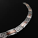 Широкий чоловічий срібний браслет із золотом. Срібний браслет з накладками золото 375. Довжина 21 см, фото 9