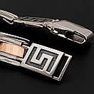 Широкий чоловічий срібний браслет із золотом. Срібний браслет з накладками золото 375. Довжина 21 см, фото 7