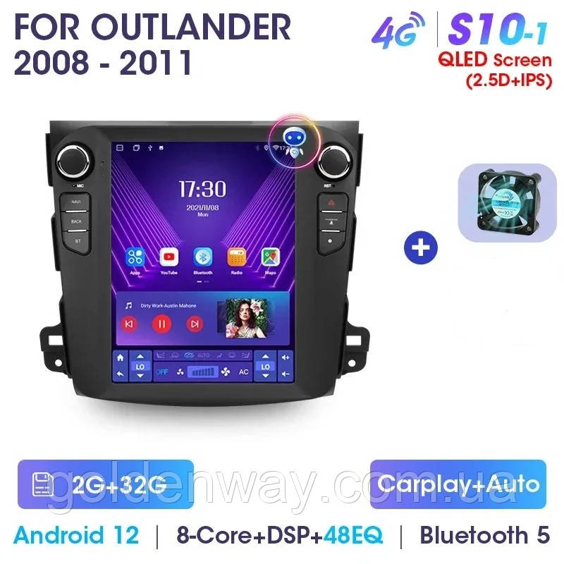 Штатна автомагнітола Android Mitsubishi Outlander XL 2005-2012 Tesla Style S10-1 DSP 2/32 Гб 8CORE WiFi 4G, фото 1