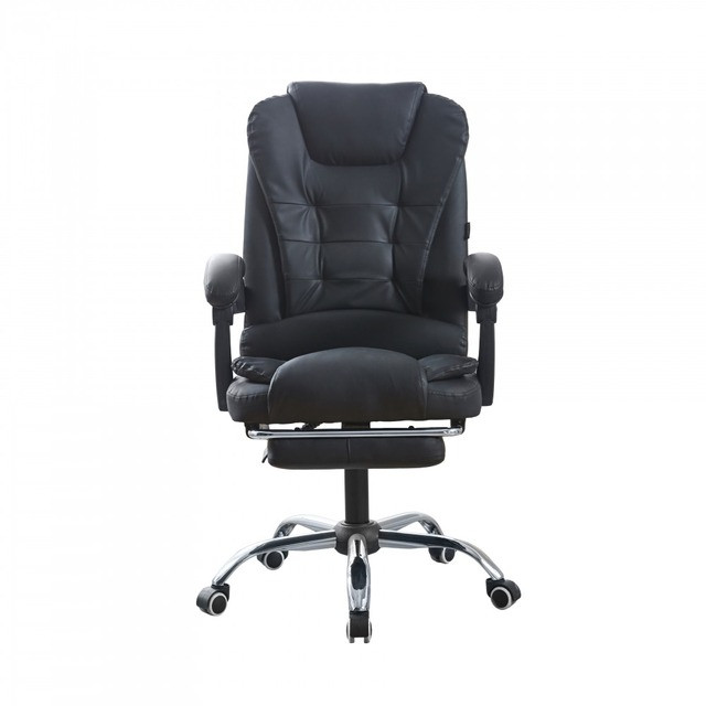 Офісне крісло ергономічне Bonro PRO-LT6 | Чорне | Підставка для ніг, регулювання висоти, каучукові колеса