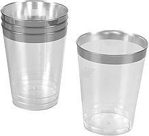 Набір пластмасових стаканів срібло 6 шт/уп. 250 мл