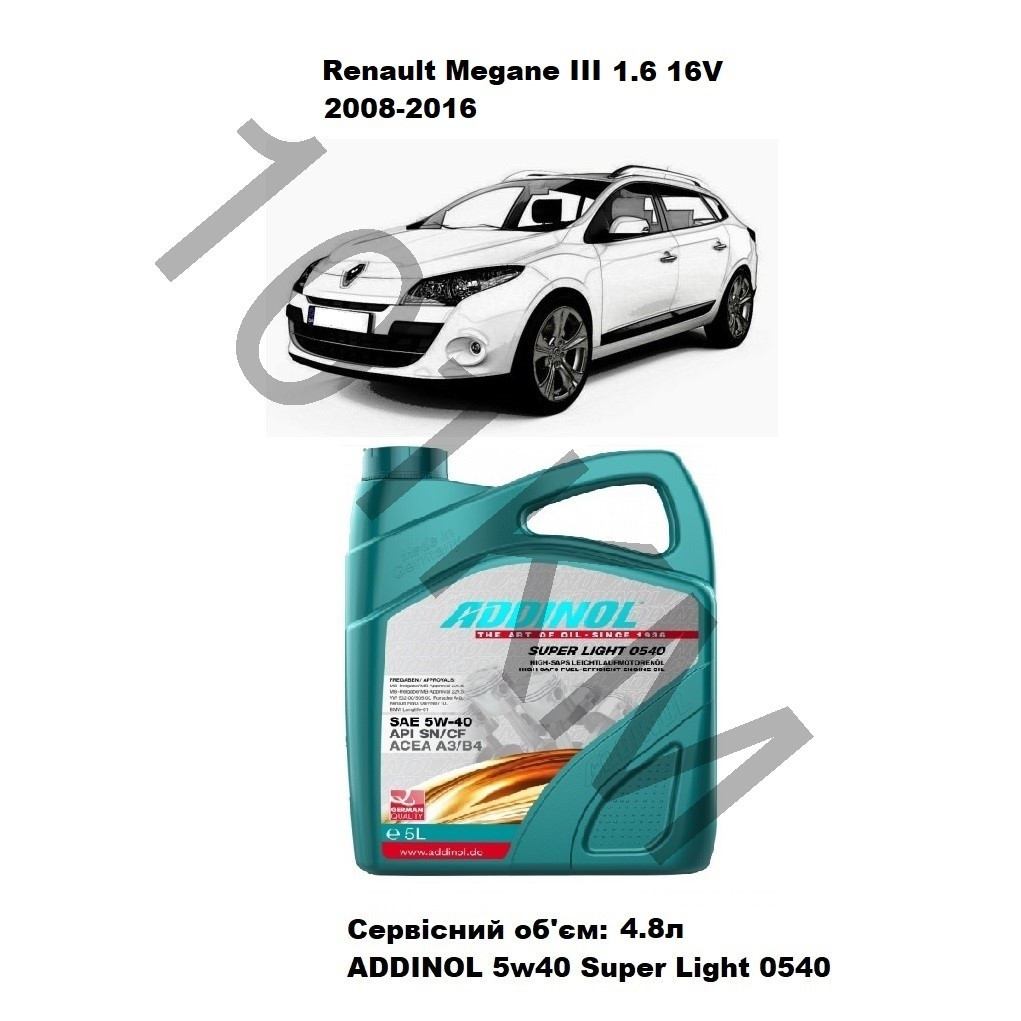 Комплект оливи в двигун Renault Megane III 1.6 (2008-2016) Addinol, фото 1