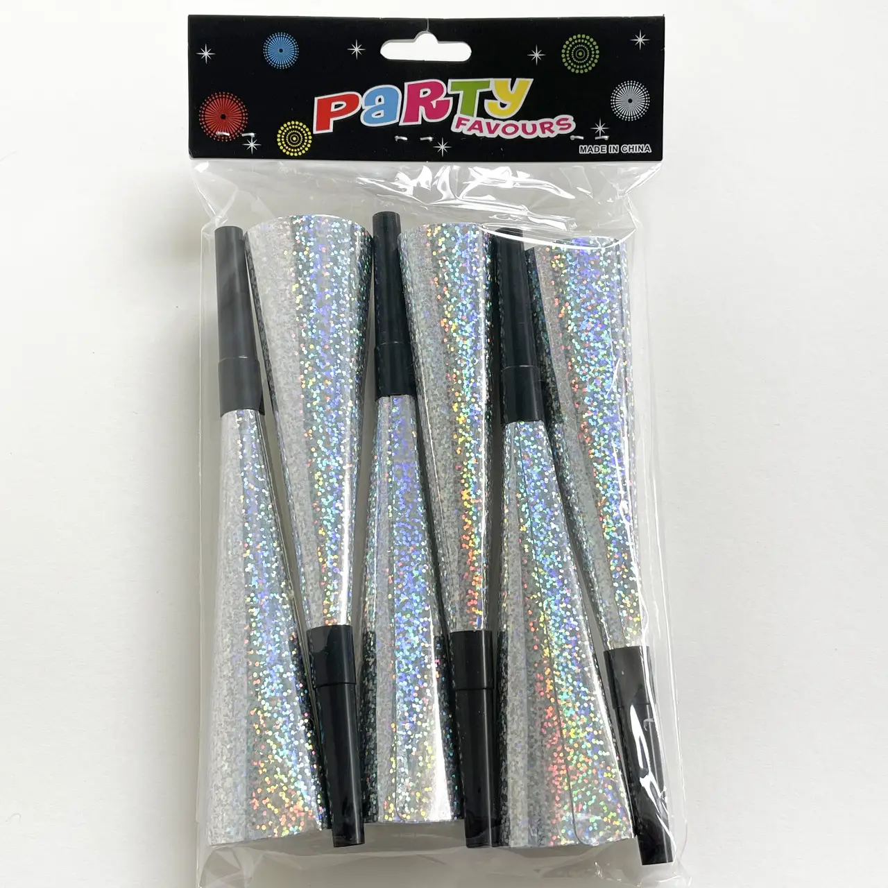 Дудка-горн срібного кольору 20 см 6 шт/уп.