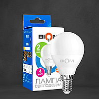 Світлодіодна лампа BIOM G45 "Шар" 4W цоколь Е14 4500К нейтральний білий