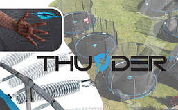 Батут THUNDER з зовнішньою сіткою 10 футів 305 см чорно-блакитний, фото 5
