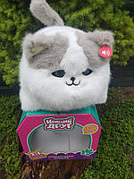 Інтерактивний котик пушистік пушистий котик Fluff pets 28 см  сірі вушка вушка Мявкає мурчить