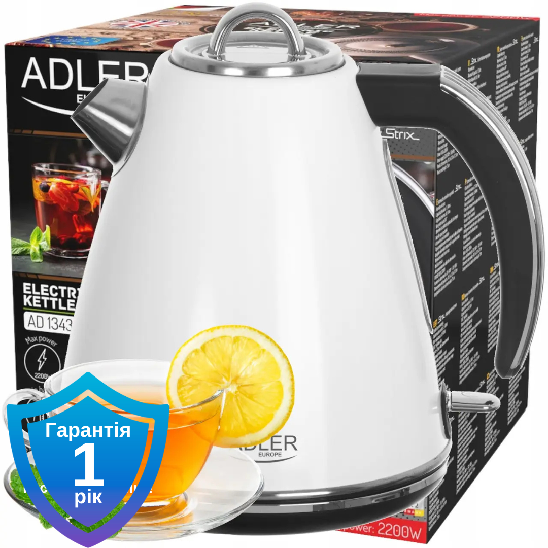 Чайник електричний Adler AD 1343 білий 1.5 л