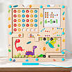 Дитяча логічна дошка дерев'яна іграшка монтессорі 20 карток із завданнями Цифри Англ букви Магнітні ігри, фото 5