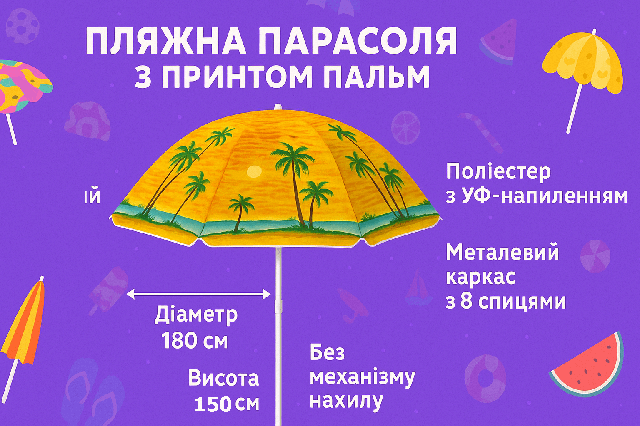 Парасоля пляжна з напиленням
