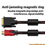Кабель перехідник HDMI DVI HDMI-адаптер для монітора з позолоченими контактами та екранувальним обплетенням 1,5м, фото 4