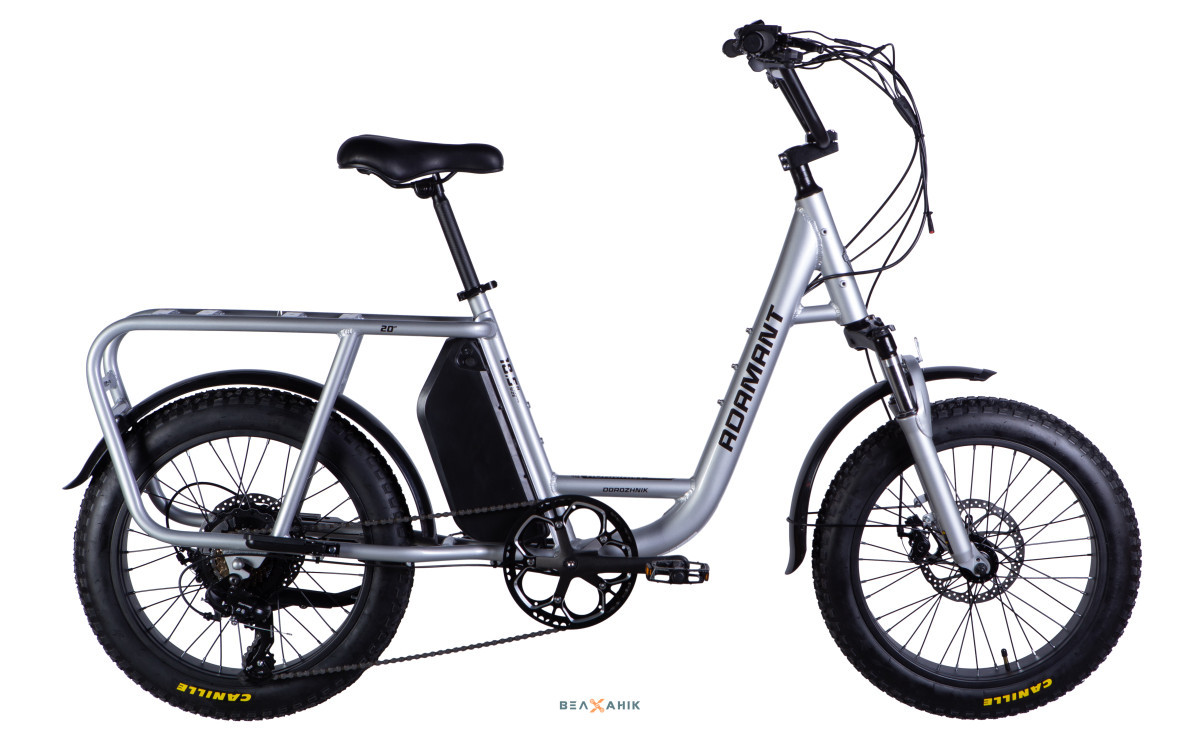 Електровелосипед 20/quot; Dorozhnik eADAMANT DD FR 500Вт 48В 17,5 Аг (рама 18,5/quot;) AL срiблястий, фото 1