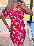 Літнє плаття міді з короткими рукавами та поясом з V-вирізом на грудях (р. 42-52) 2035997, фото 4