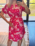 Літнє плаття міді з короткими рукавами та поясом з V-вирізом на грудях (р. 42-52) 2035997, фото 10