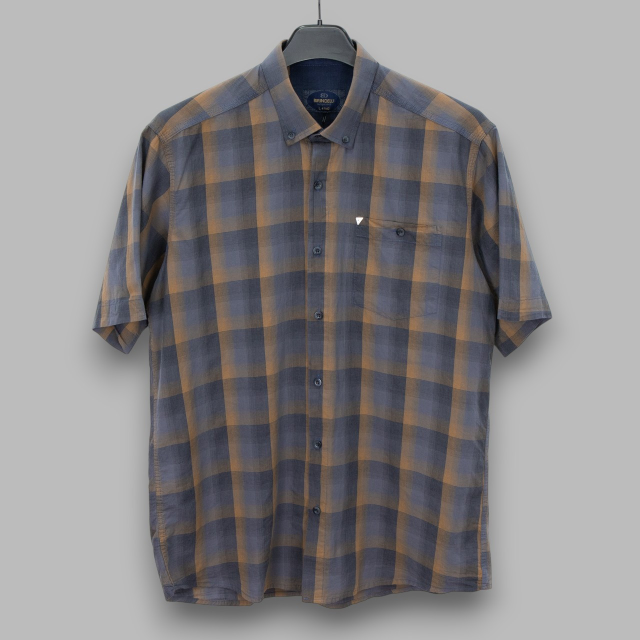 Сорочка чоловіча, прямого покрою, з коротким рукавом, Birindelli 01-7586 100% бавовна M(Р), фото 1