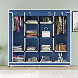Складна тканинна шафа для одягу 170*45*170см Storage Rack, універсальна тканинна шафа для RS-513 речей Синій, фото 3