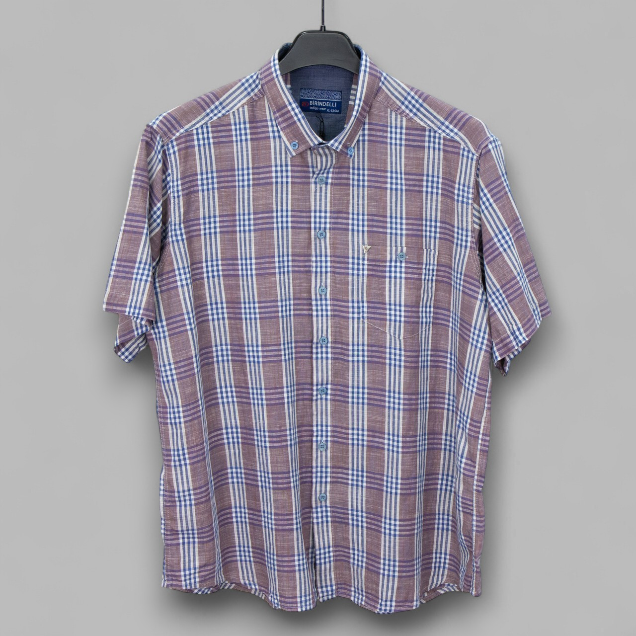 Сорочка чоловіча, прямого покрою, з коротким рукавом, Birindelli 02-3102 100% льон M(Р), фото 1