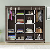 Складна тканинна шафа для одягу 170*45*170см Storage Rack, тканинна шафа для FA-859 речей Коричнева, фото 4