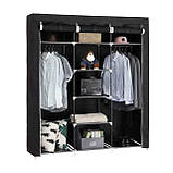 Шафа тканинна 3 секції складана з каркасом STORAGE WARDROBE 175 х 130 х 45 см. HR-672 Колір: чорний, фото 9