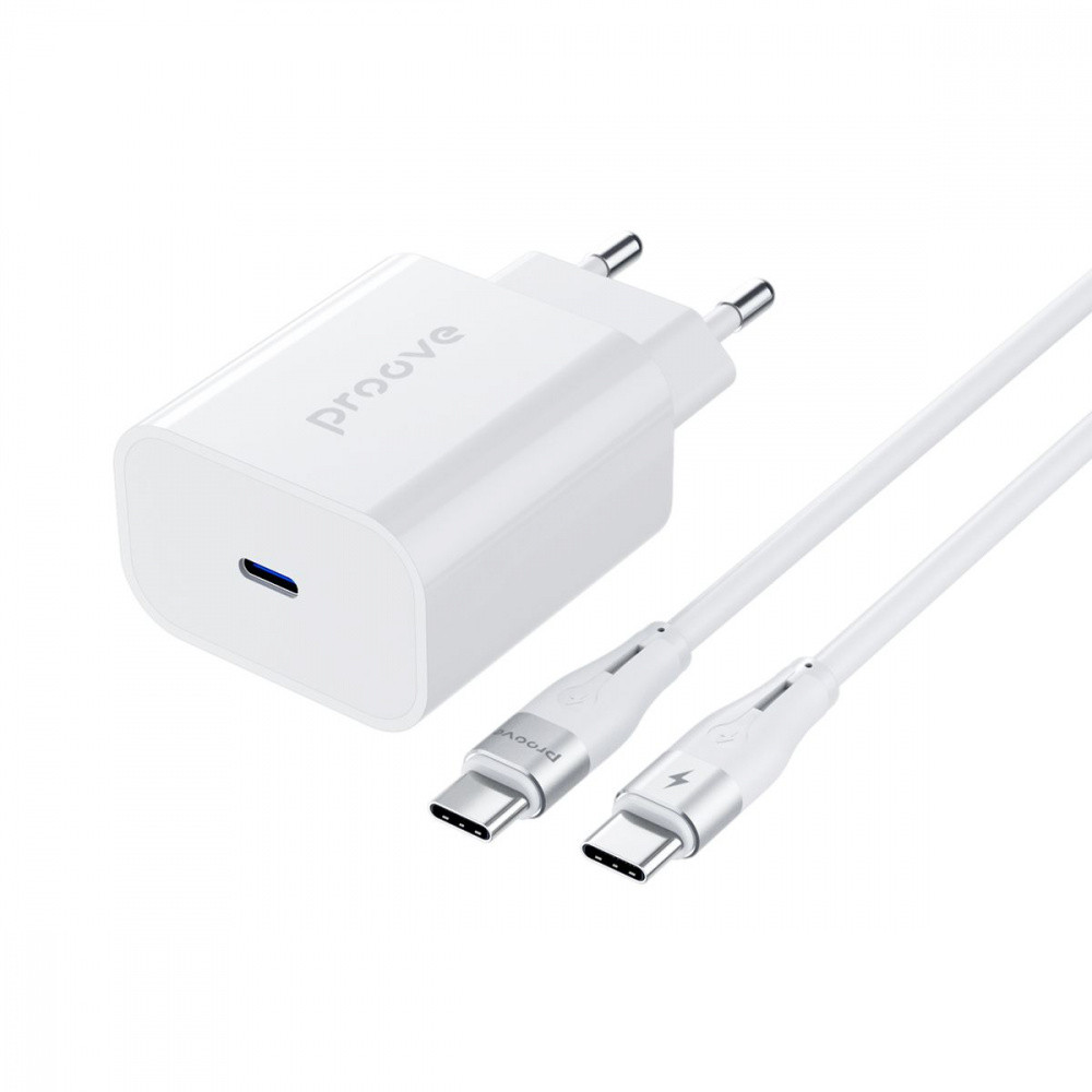 Мережевий зарядний пристрій Proove Rapid 30W (Type-C) + Кабель Type-C to Type-C white