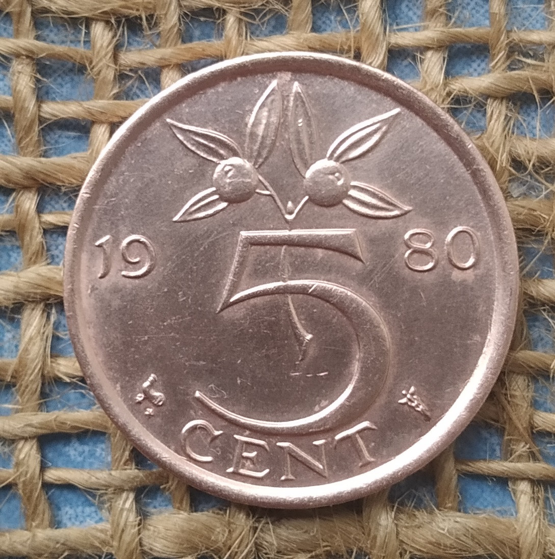 5 центiв 1980 року. Нiдерланди, фото 1