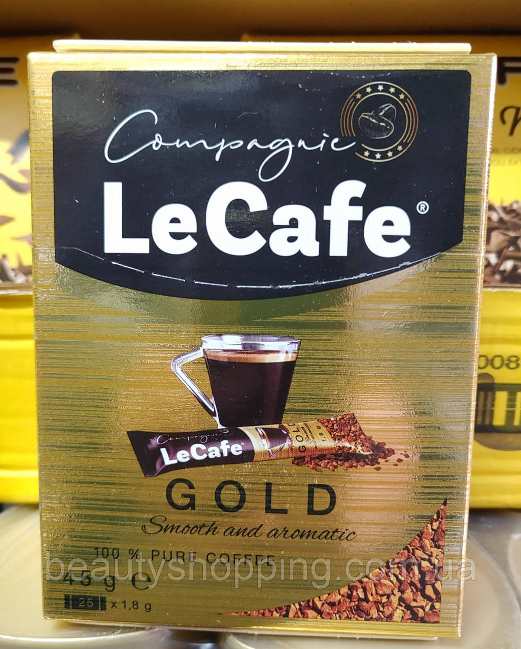 Le Cafe Gold smooth&aromatic розчинна кава в стиках Ле Кафе голд 25 штук