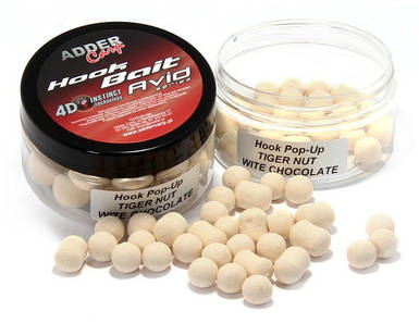 Плавальні бойли Adder Carp Hook Boilies Avid Pop-Up 10 мм / 90 мл Тигровий Горіх — Білий Шоколад