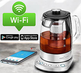 Електрочайник-заварник 1,5 л 2200 Вт Profi Cook PC-WKS 1167 скляний чайник з Wi-Fi і функцією заварювання