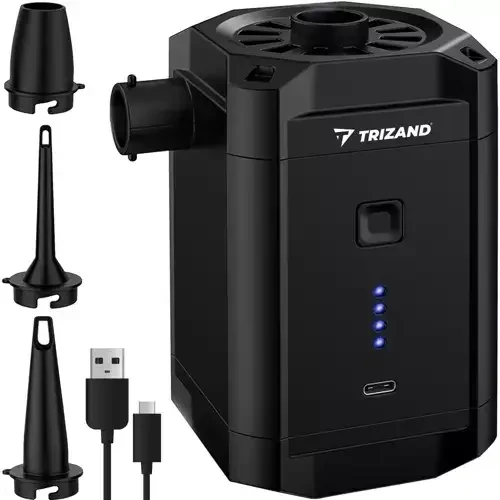 Акумуляторний насос, бездротовий компресор Trizand 20790 з USB Type-C і трьома насадками