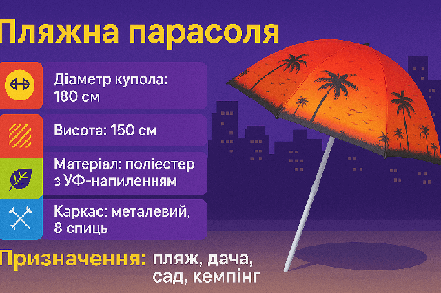  Парасолька пляжна з напиленням Сафарі