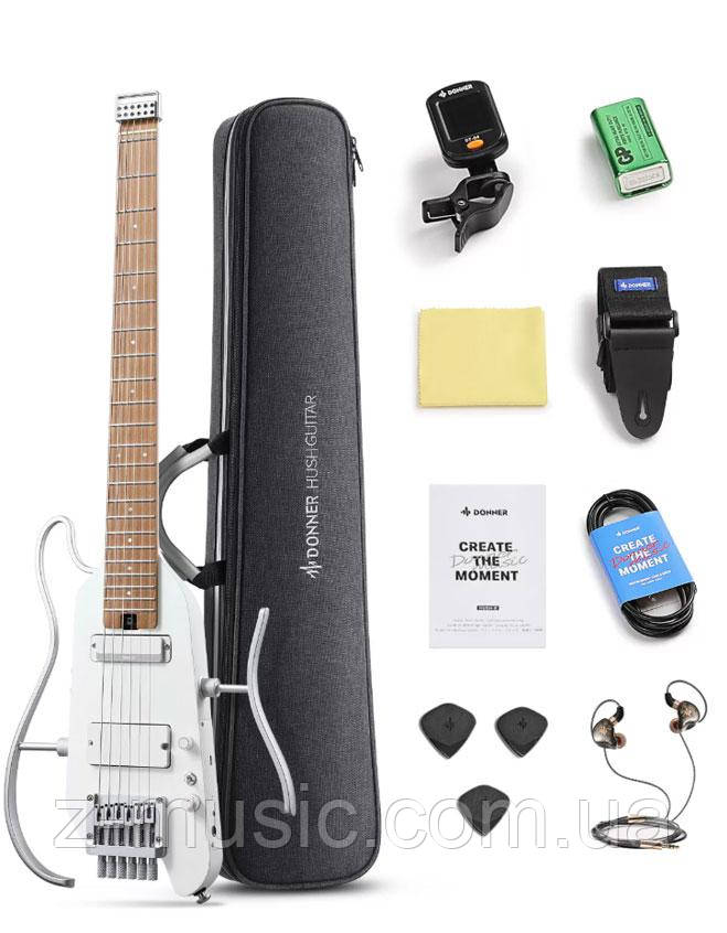 Silent гітара Donner HUSH-X PRO White (комплект), фото 1