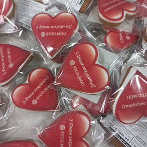 Пряник імбирний Серце 6 см із друком і логотипом