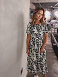 Літнє плаття міді з коротким рукавом і поясом (р. 42-52) 2036001, фото 2