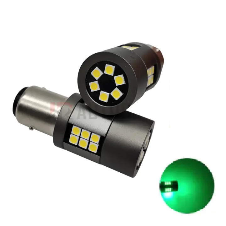 Світлодіодні авто LED лампи 3030 30SMD 1156 (P21W, BA15S) Canbus для сертифікації американських авто USA зелений