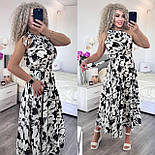 Романтичне плаття міді без рукавів із зав'язкою на шиї та поясом (р. 42-48) 7036003, фото 2
