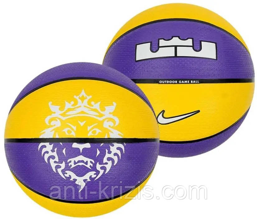 М'яч баскетбольний Nike Playground 2.0 8P L James Deflated Court Purple/Amarillo/Black/White розмір 6