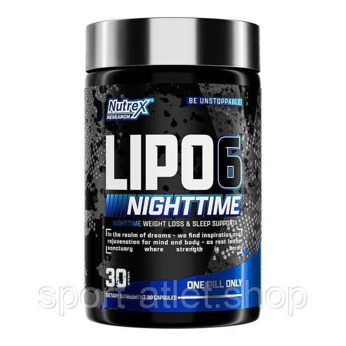Жироспалювач Nutrex Research Lipo-6 Black NightTime Ultra Concentrate, 30 капсул, фото 1