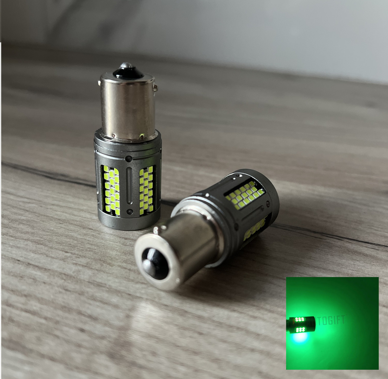 Світлодіодні авто LED-лампи 2016 103SMD 1156 (P21W, BA15S) Canbus для сертифікації авто USA зелений, фото 1