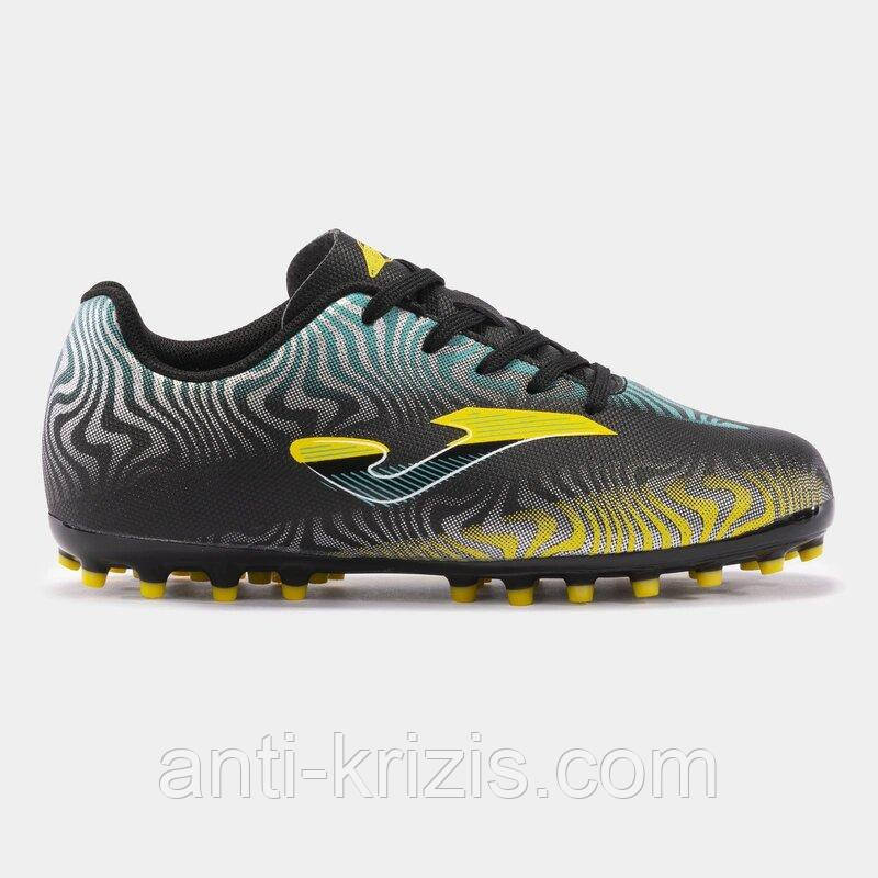 Бутсі Joma EVOLUTION JR дитячий розмір 39 EVJW2401AG чорно-блакитно-жовті (Оригінал)