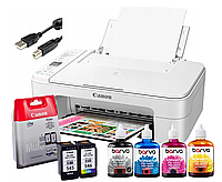 Цветной принтер 3в1 Canon Pixma TS3751 с картриджами +краска 4шт*100 мл + кабель USB