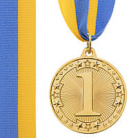Медаль спортивна зі стрічкою 1 місце 4,5 см C-6403-1