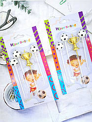 Свічки в торт 3 штук 2.5 см +1 шт 4 см Футбол