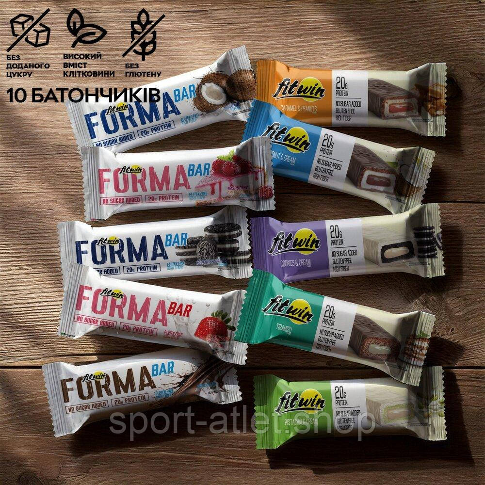Батончик FitWin Protein + Forma Bar 33%, 10*60 грам MIX, фото 1