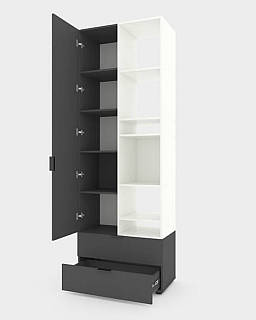Шафа Home A001R 800х420х2300 ЛДСП Антрацит - Білий Сніг