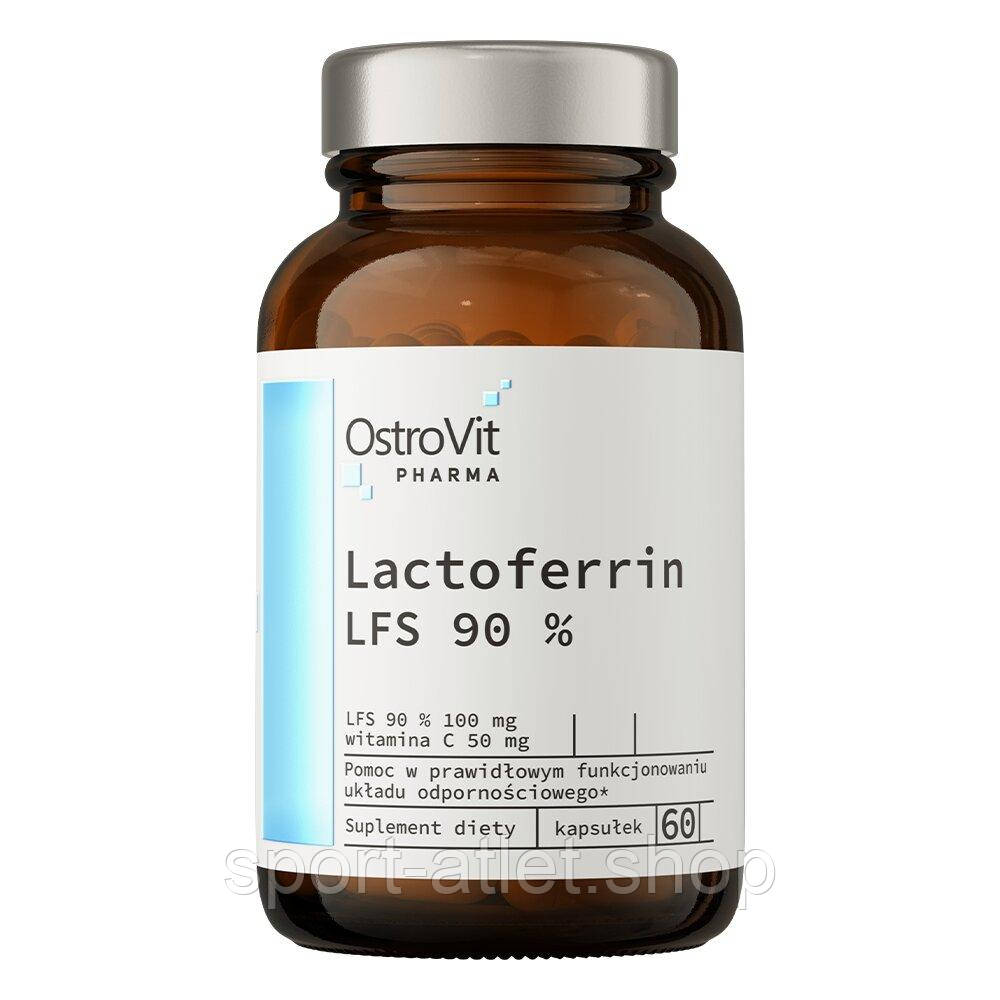 Лактотрансферин OstroVit Pharma Lactoferrin LFS 90%, 60 капсул з вітаміном С, фото 1