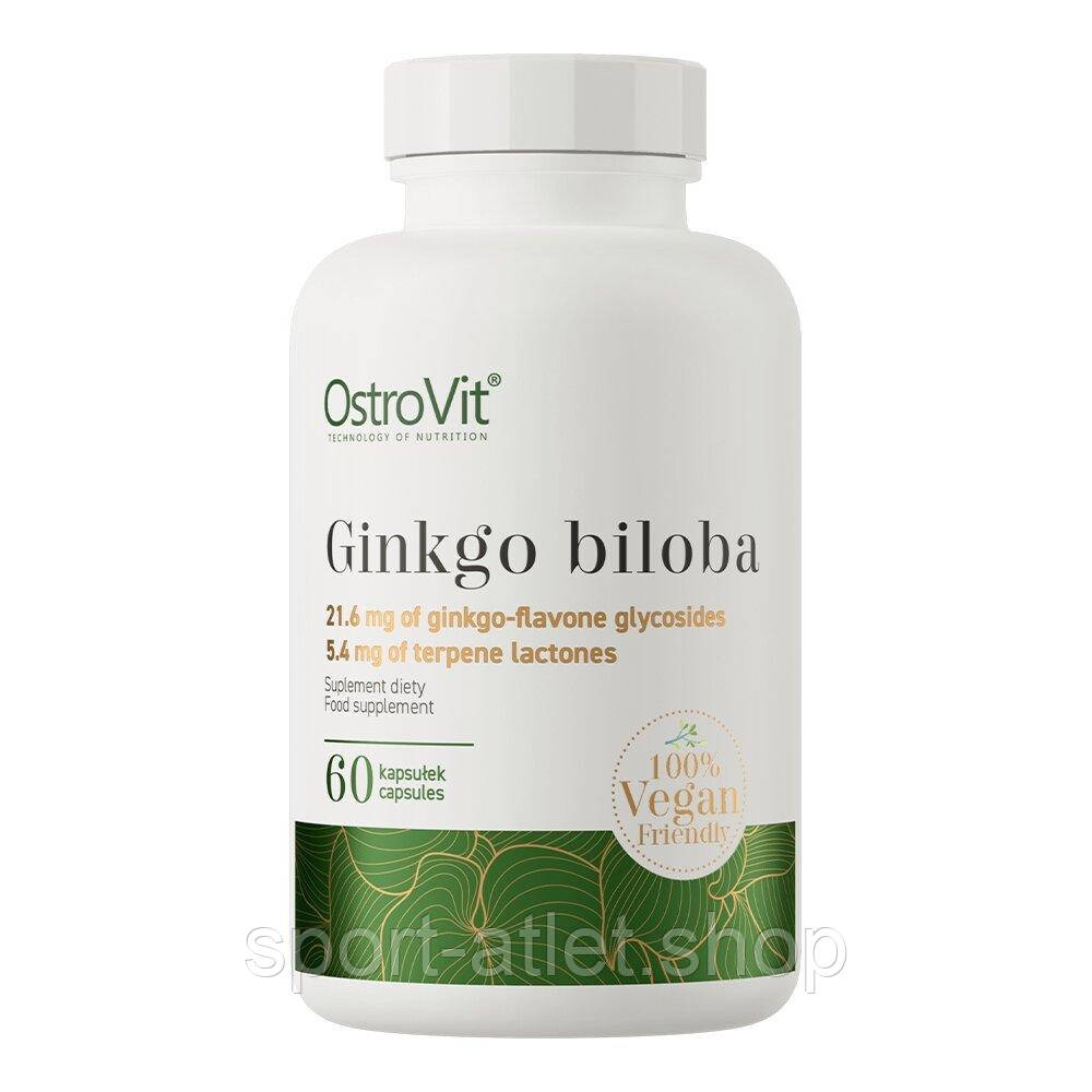 Екстракт гінкго білоби OstroVit Vege Ginkgo Biloba, 60 вегакапсул для покращення пам'яті, фото 1