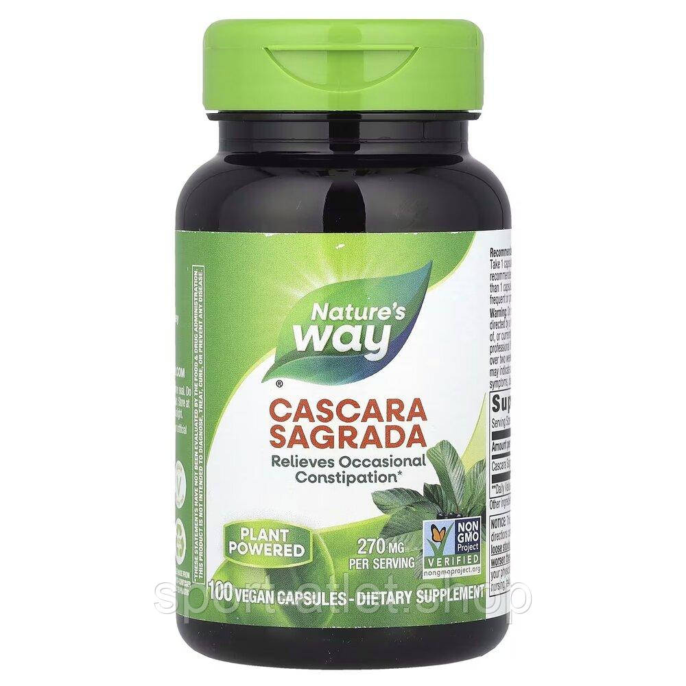 Кора каскари сагради Nature's Way Cascara Sagrada 270 mg, 100 капсул для полегшення епізодичних запорів, фото 1