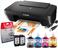 МФУ Canon Pixma MG2551s цветной принтер 3в1 сканер с картриджами + чернило 4*90г Барва + кабель USB