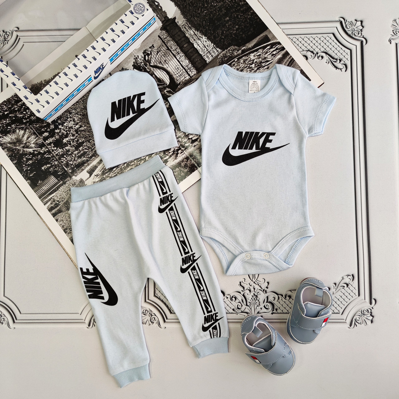 Блакитний костюм Nike для новонародженої дівчинки, комплект 3 предмети