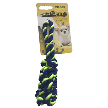 Іграшка для дрібних собак плетена кістка з каната, зелена, CROCI, 19см