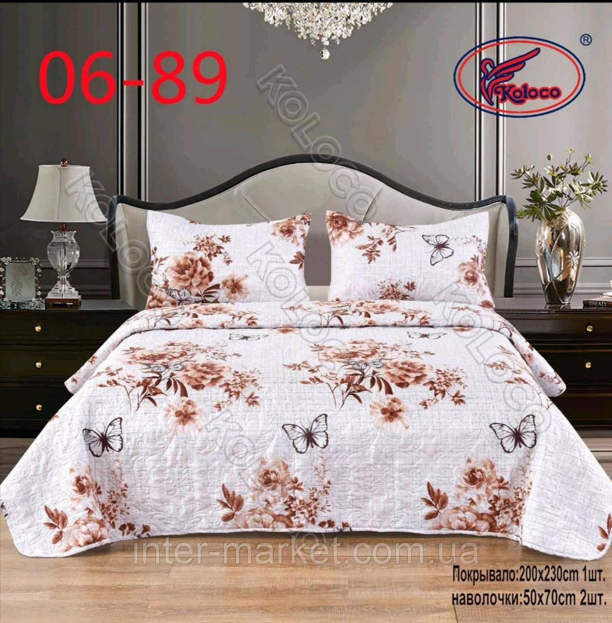 Покривало з наволочками х/б, літня ковдра покривало 200х230см. з 2 наволочками 50х70см., фото 1